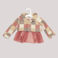 Girls Checkered Teddy Fleece Jacket – Multicolor