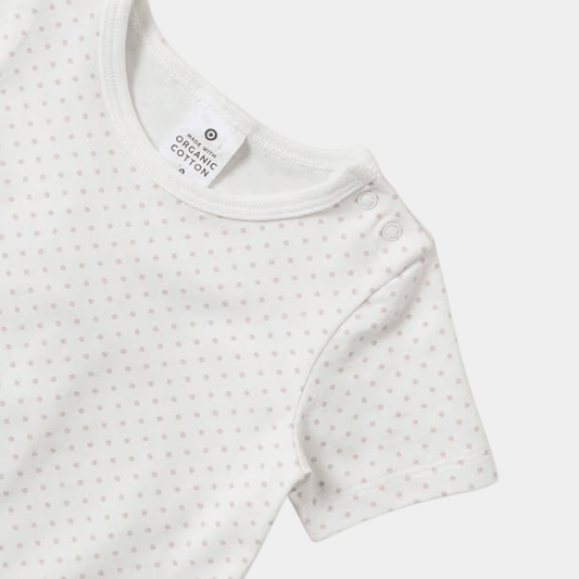 Baby Bodysuit – White with Pink Dots - KIDKO