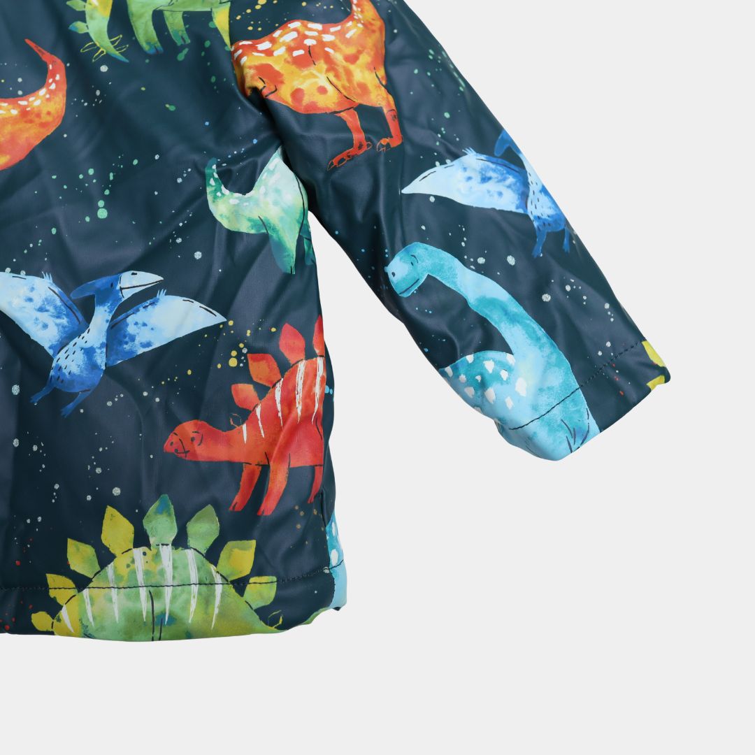 Boys Dinosaur Print Winter Jacket with Hood