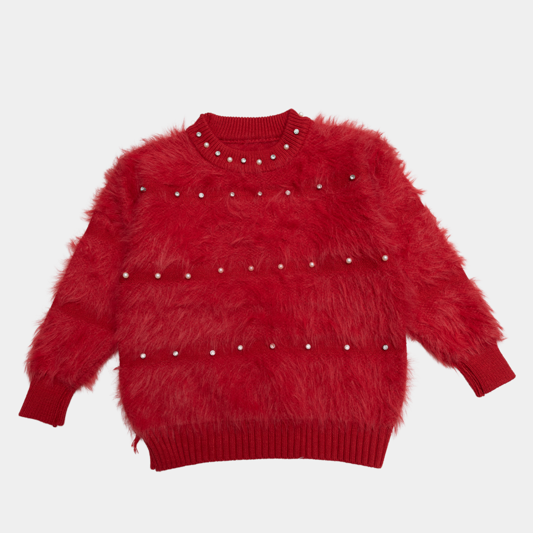 Girls Winter Fluffy Red Pajama Set – Soft & Warmy