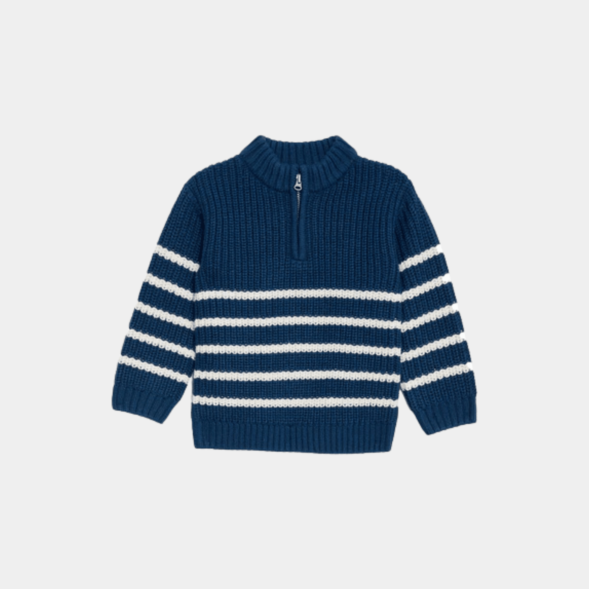 Boys Half-Zip Sweater - Royal Blue with White Stripes - KIDKO