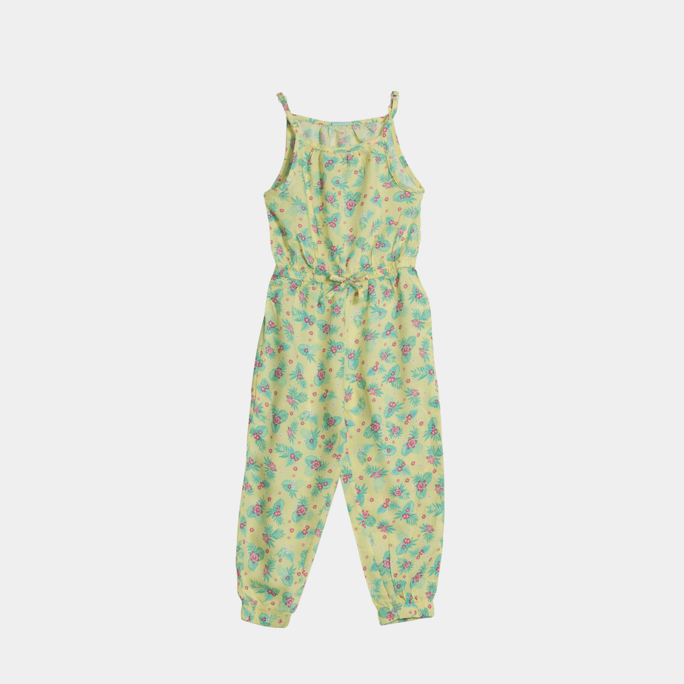 Girls Jumpsuit - Lime Yellow Color - KIDKO