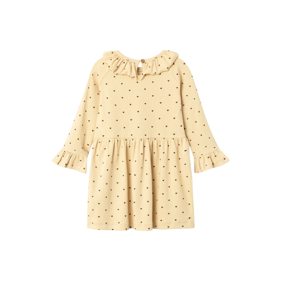 Girl Long Sleeve Collar Dress – Heart Print