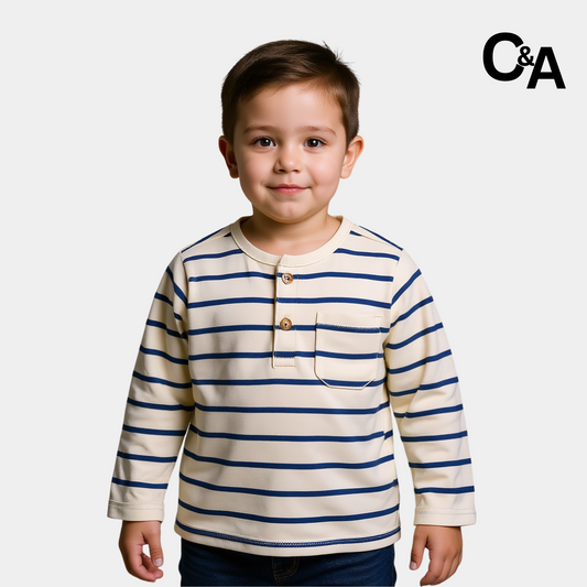 Full Sleeves Blue Striped Shirt with Pocket