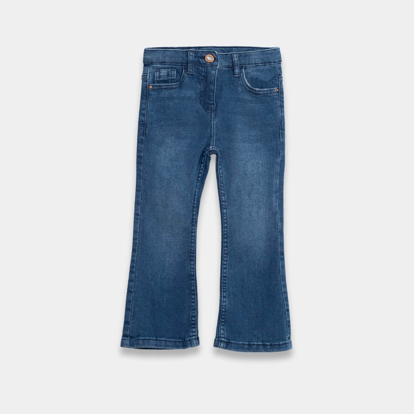 Girls Denim Flared jeans - Blue Color - KIDKO