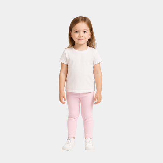 Girls Cotton-Blend Leggings - Light Pink