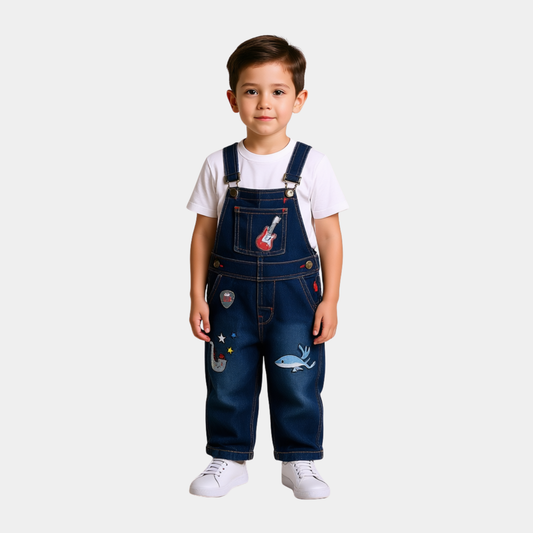 Boys Denim Dungaree - Denim Blue