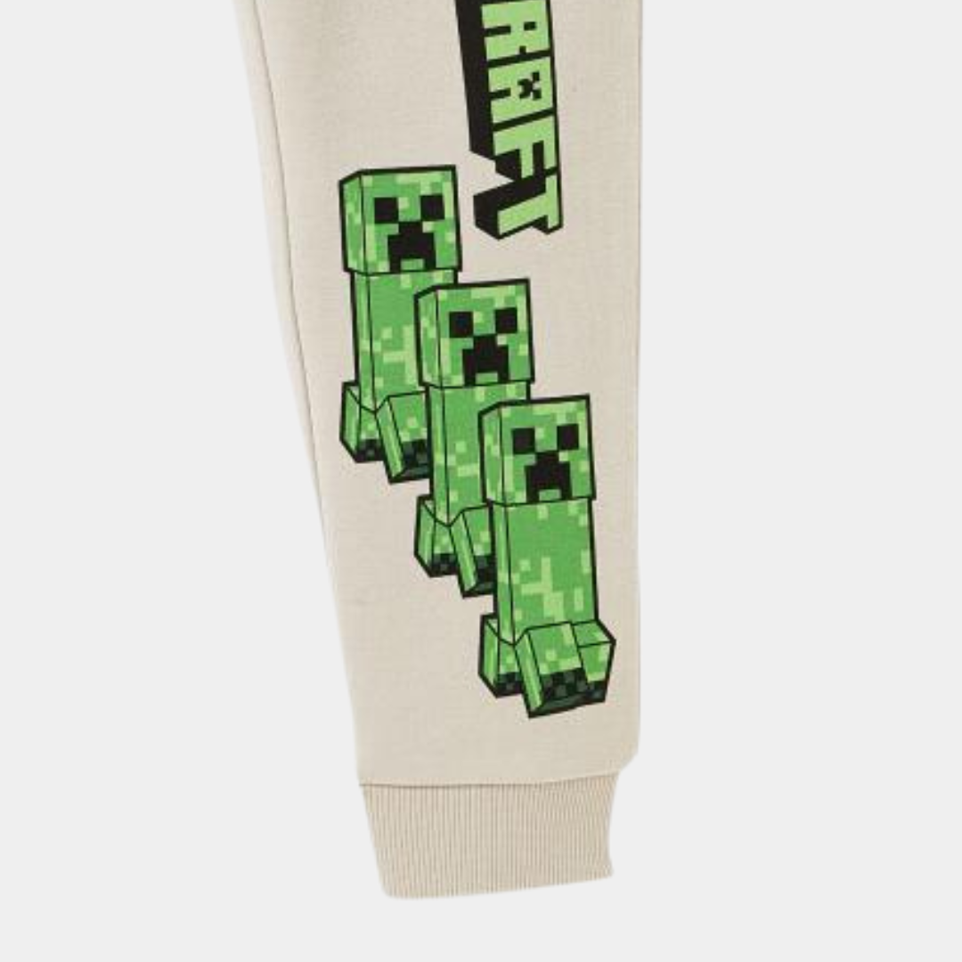 Kids’ Minecraft Fleece Jogger Pants – Beige