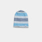 Boys Beanie Cap - White with Gray & Blue Stripes - KIDKO