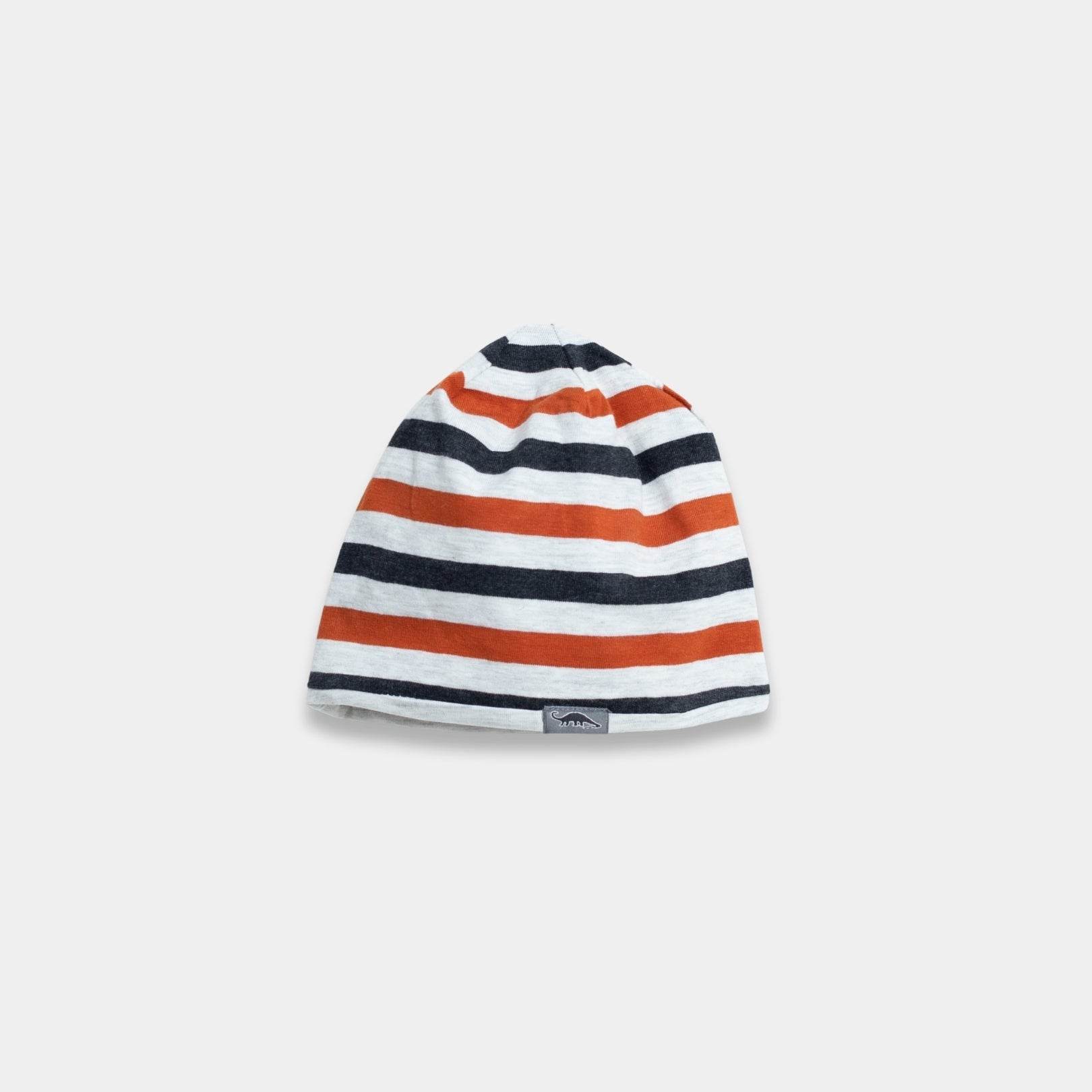 Boys Beanie Cap - White with Red & Blue Stripes - KIDKO