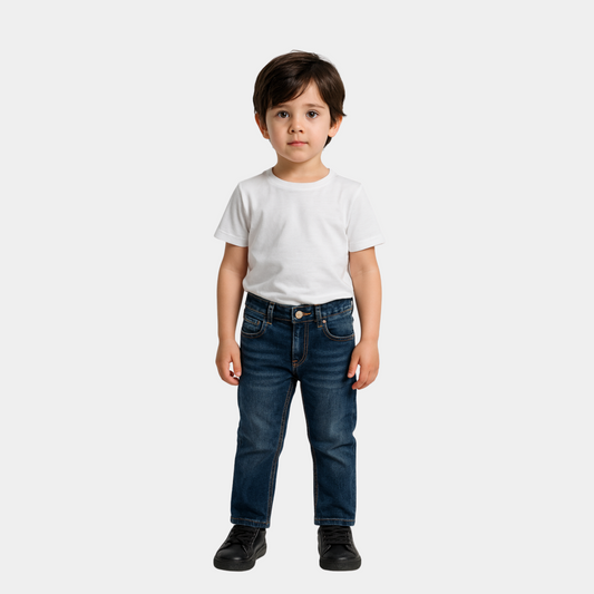 Boys Straight-Fit Tapered Jeans - Dark Blue Color