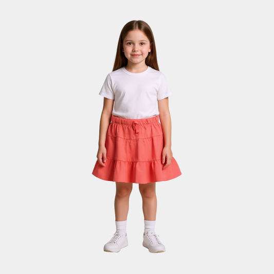 Toddler Girls Cotton Skirt - Pink Color