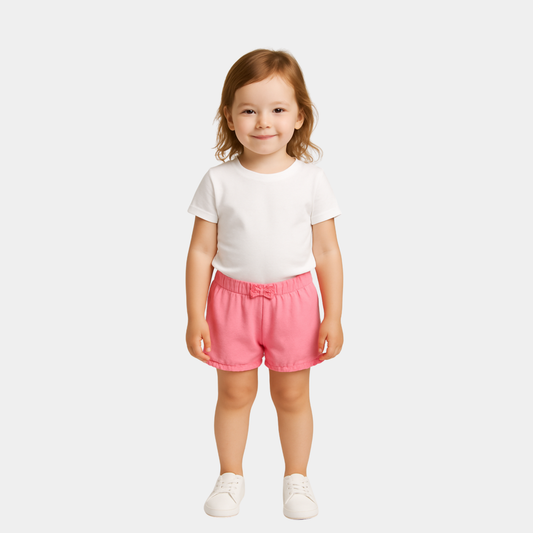 Baby Girls Snap Shorts - Baby Pink Color