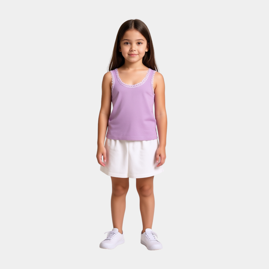 Toddler Girls Cotton Camisole Pack - 4 Colors (Purple, Pink, Green, White)