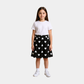 Girls Printed Skirt - Black with White Hearts