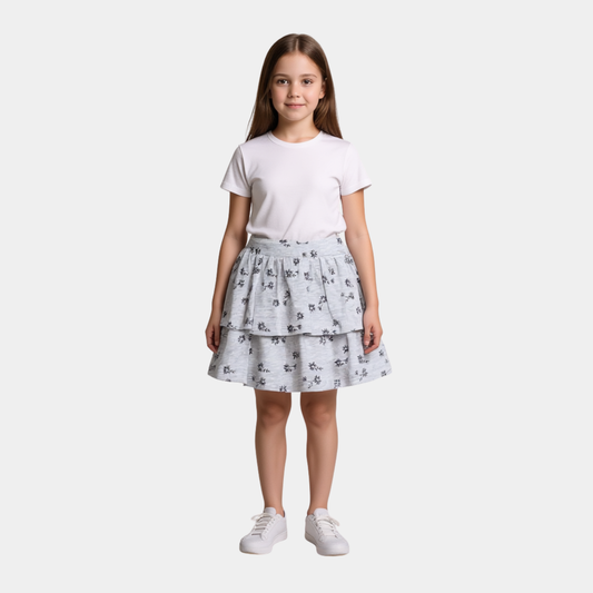 Girls Ruffle Skirt - Gray Color