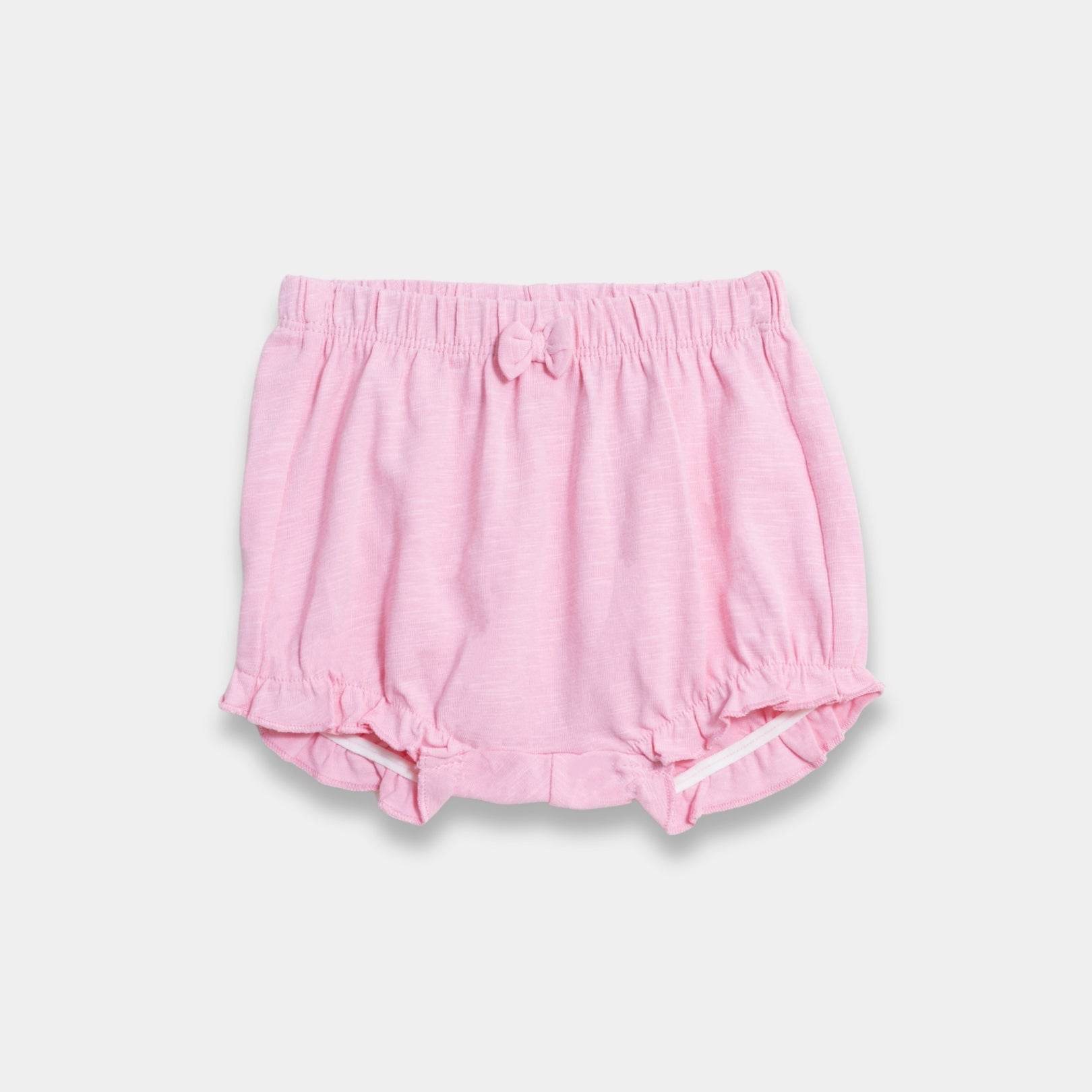 Baby Girls Snap Shorts - Baby Pink Color - KIDKO