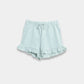 Baby Girls Linen-Look Cotton Shorts - Sea Green Color - KIDKO