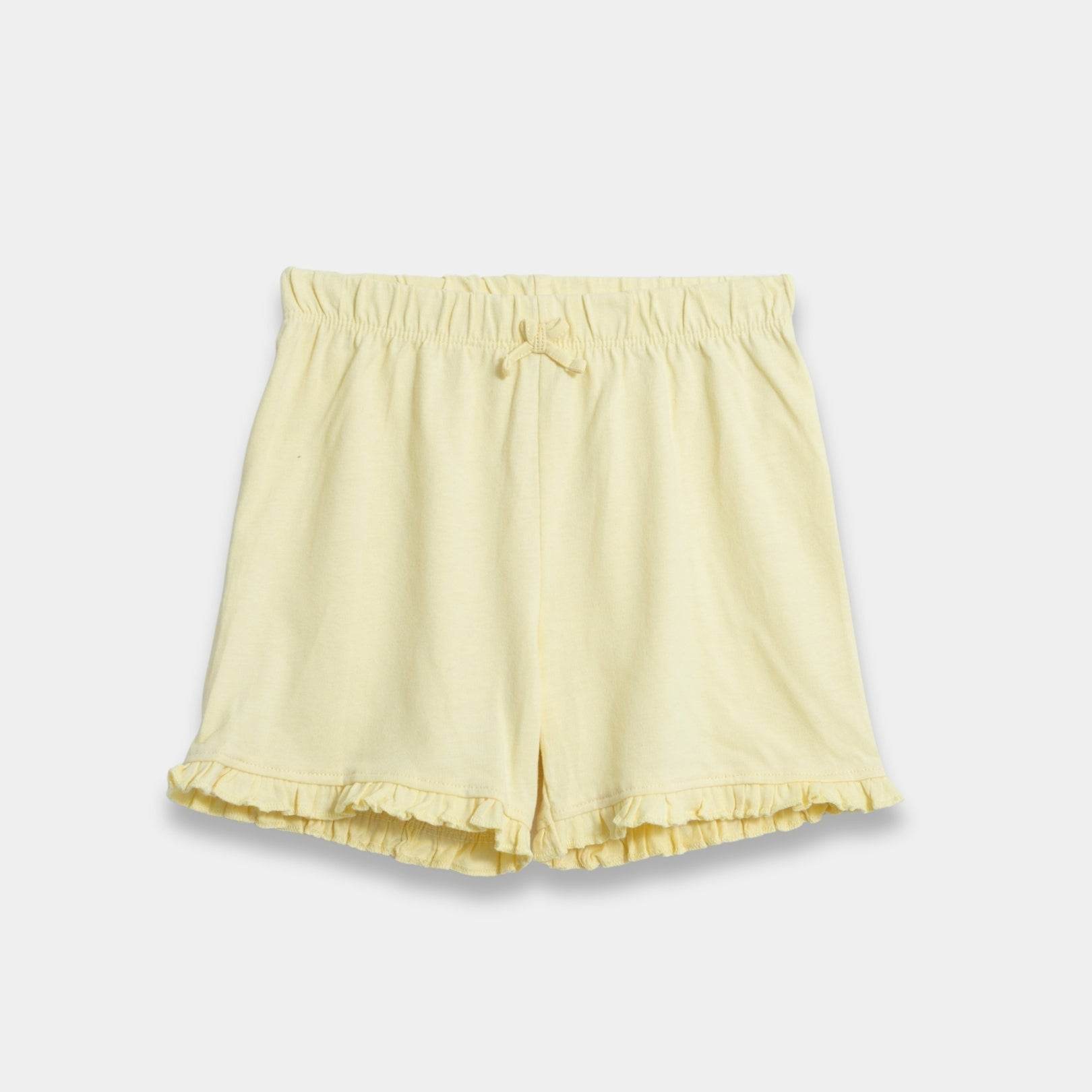 Baby Girls Cotton Pajama Shorts - Yellow Color - KIDKO