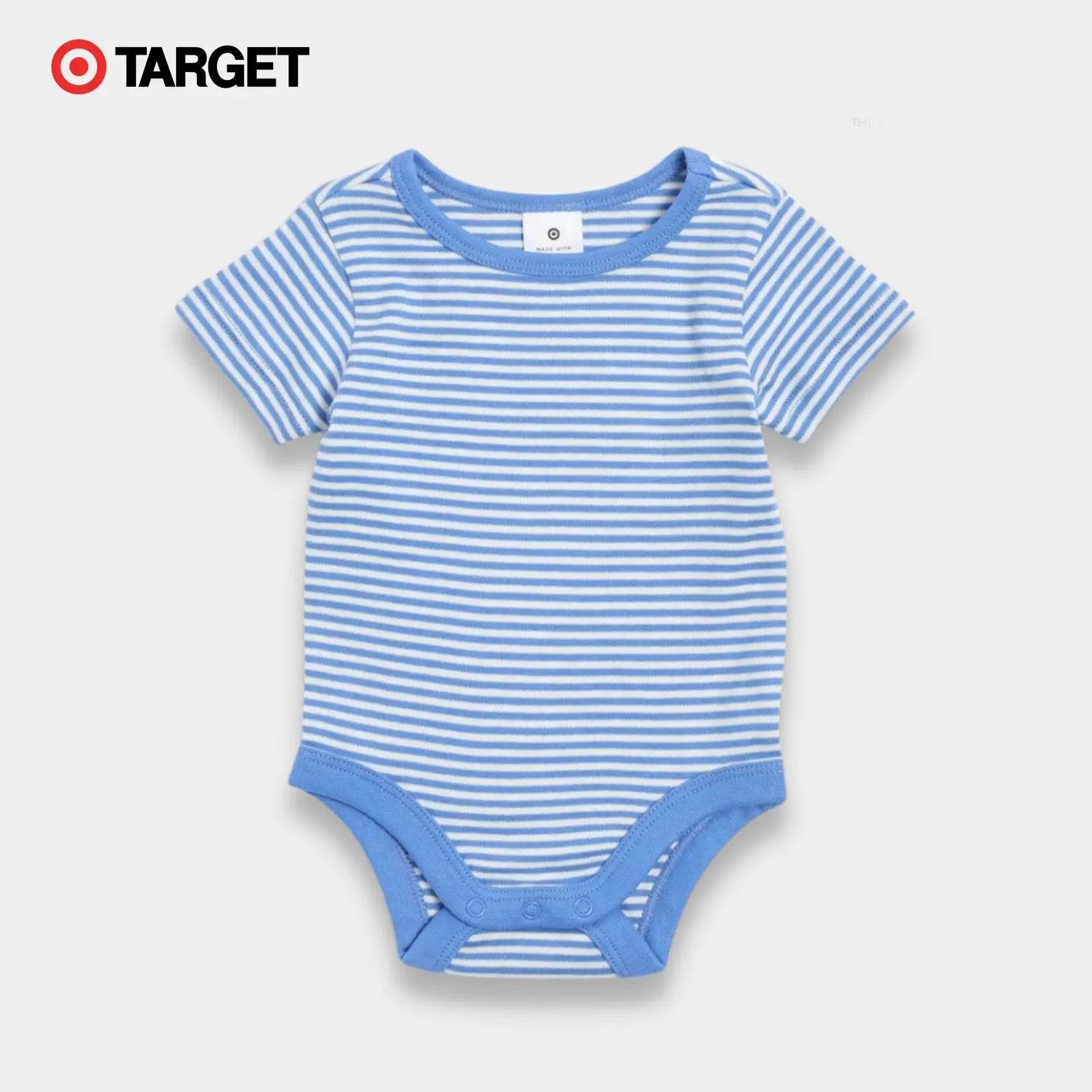 Baby Organic Cotton Bodysuit – Blue & White Stripes - KIDKO