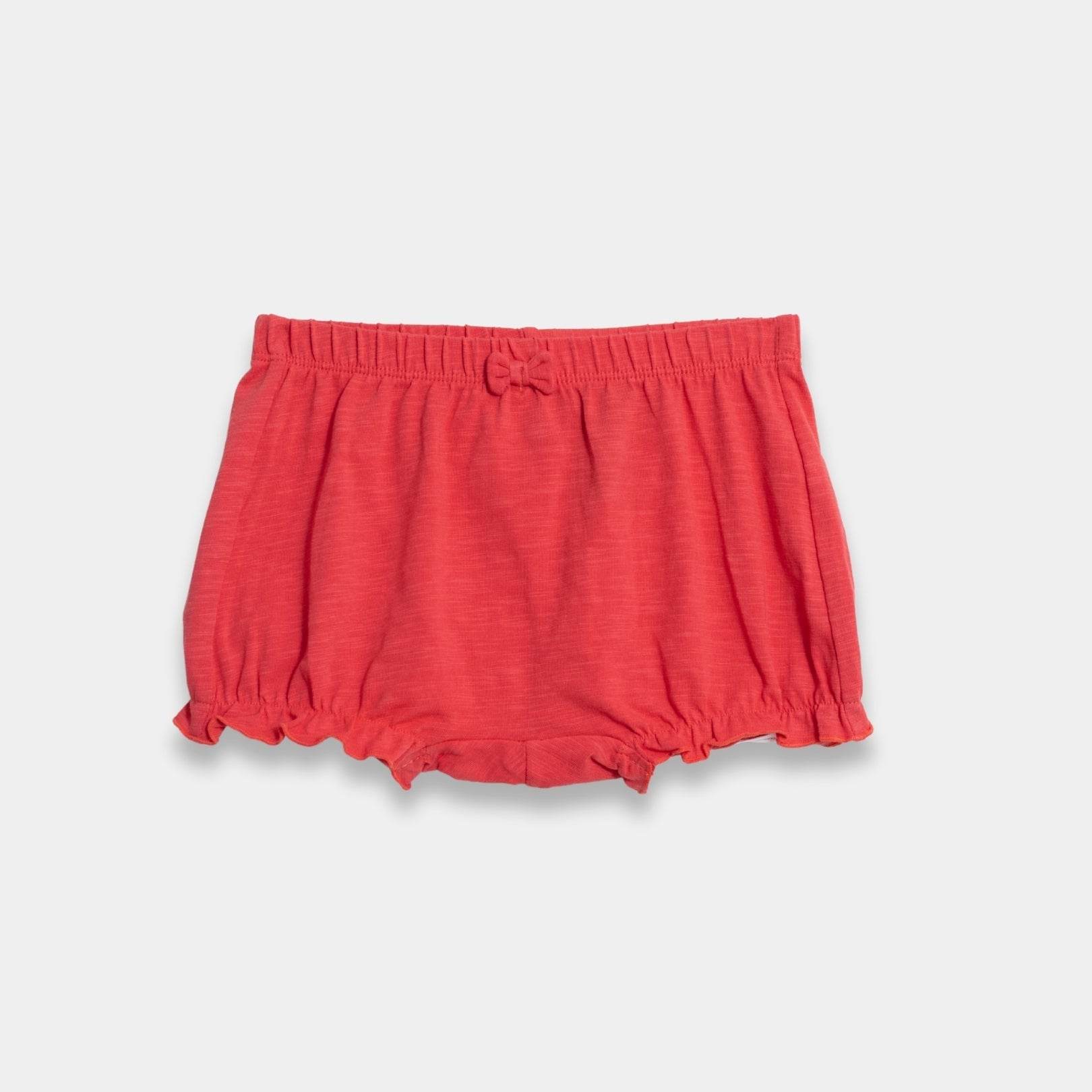 Baby Girls Cotton Shorts - Red Color - KIDKO