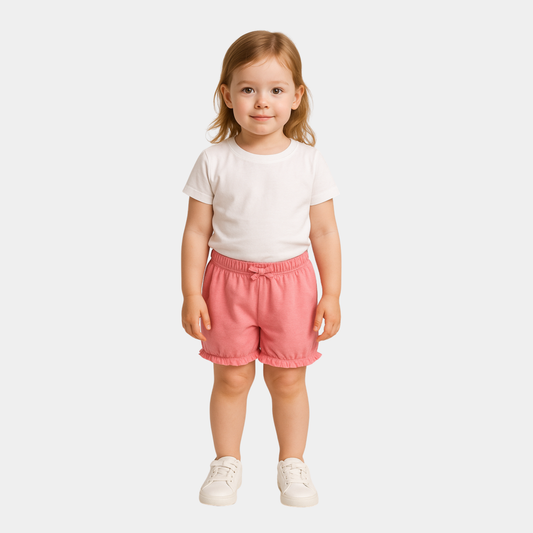 Baby Girls Cotton Bubble Shorts - Neon Pink Color