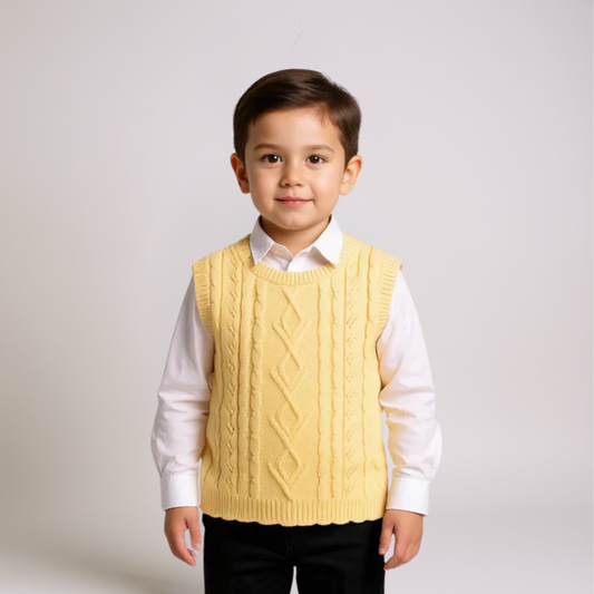 Boys Ribbed Knit Sweater – Cream