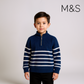 Boys Half-Zip Sweater - Royal Blue with White Stripes