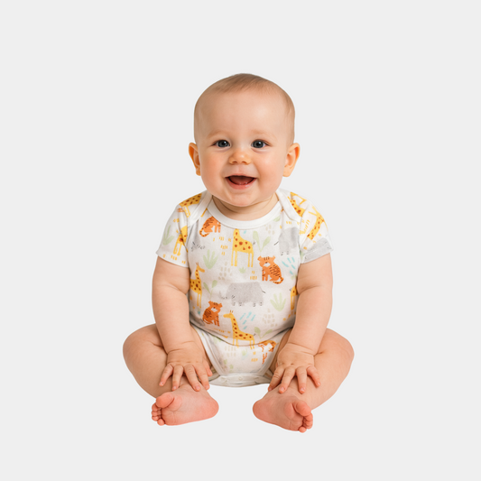 Baby Boys’ Organic Cotton Romper – Animal Print