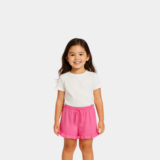 Baby Girls Organic Cotton  Shorts - Coral Pink Color
