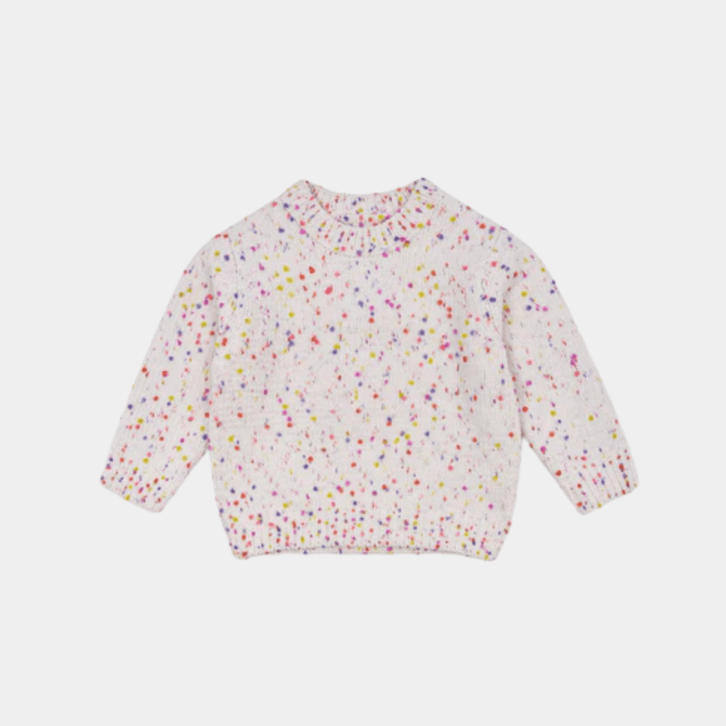 Girls Chenille Sweater – White Multi-Colored - KIDKO