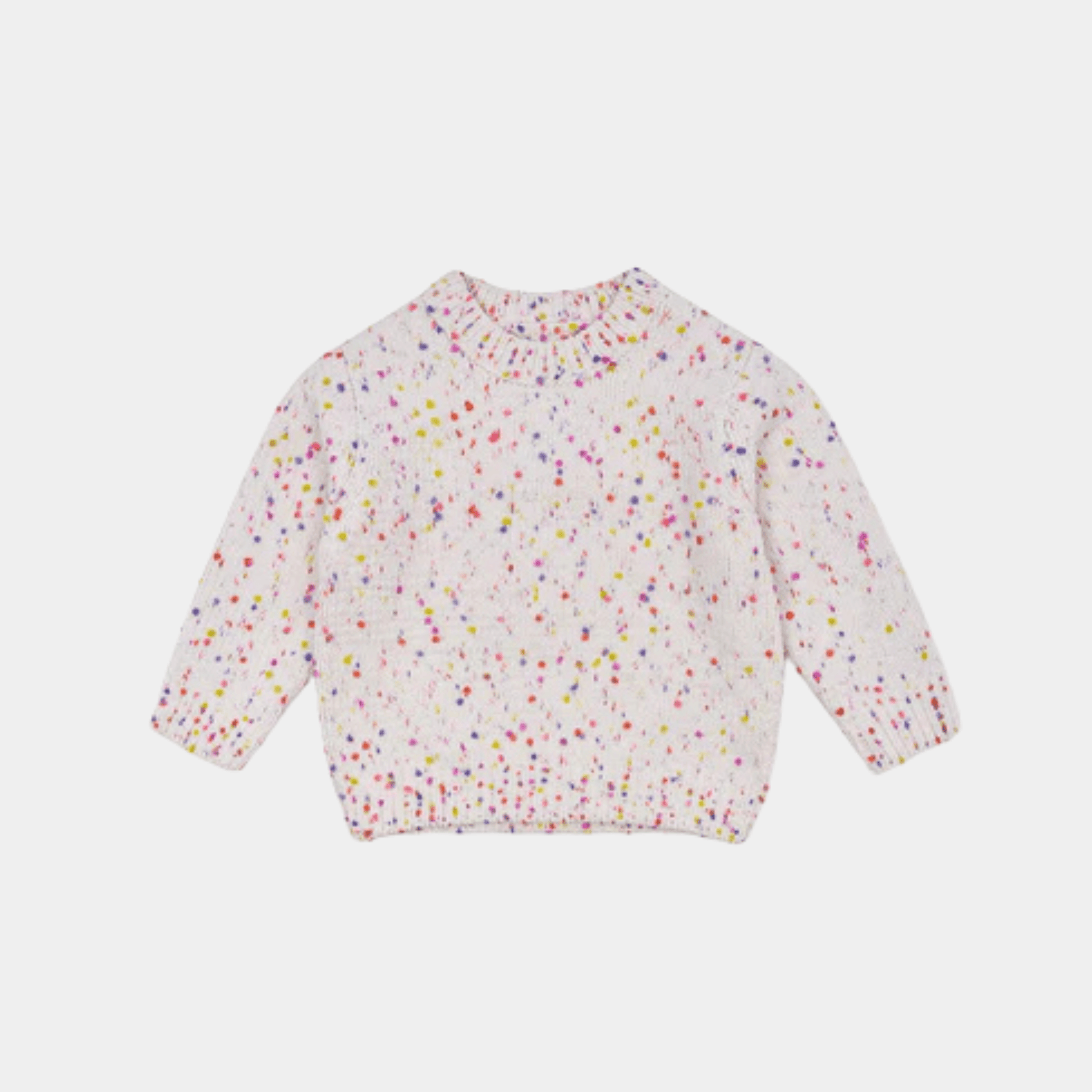 Girls Chenille Sweater – White Multi-Colored - KIDKO