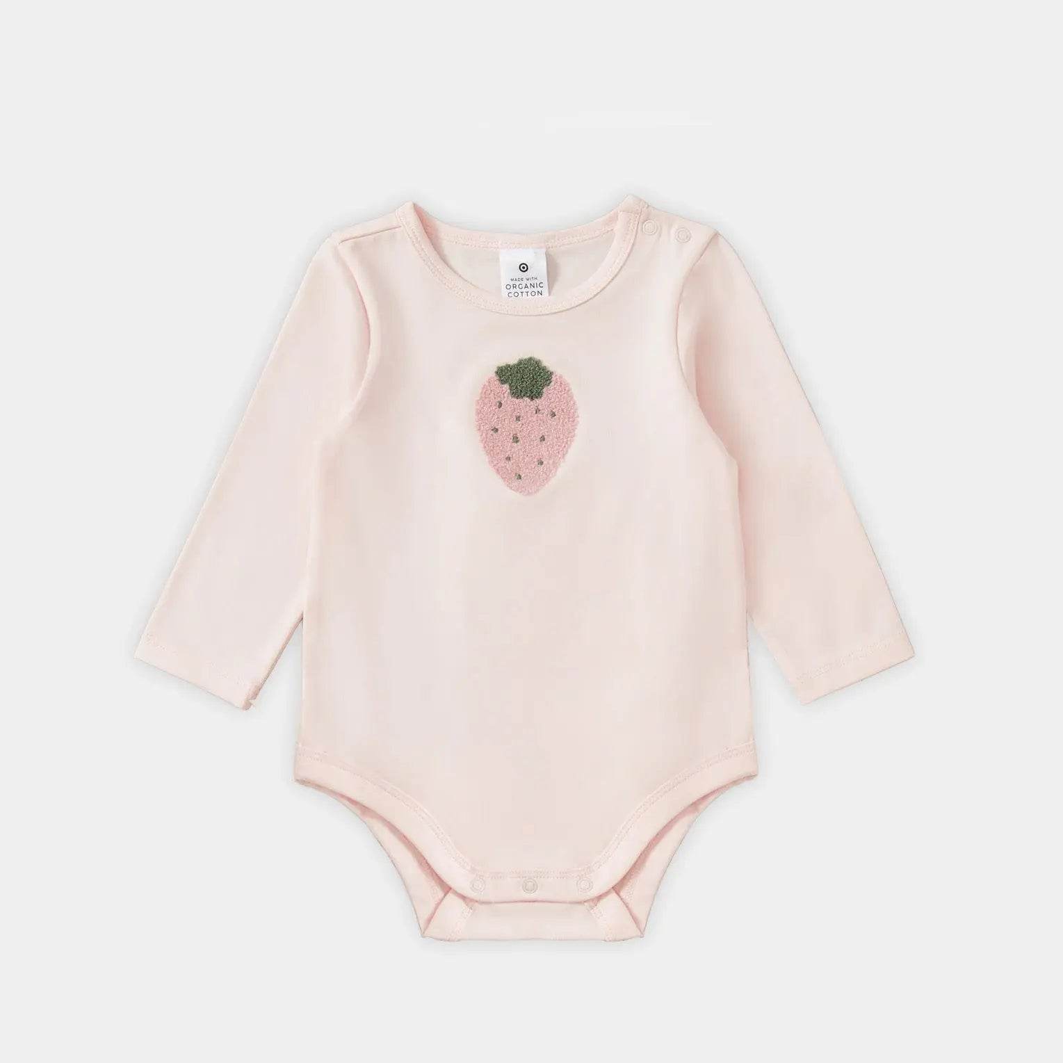 Baby Girls’ Organic Cotton Bodysuit – Strawberry boucle print - KIDKO