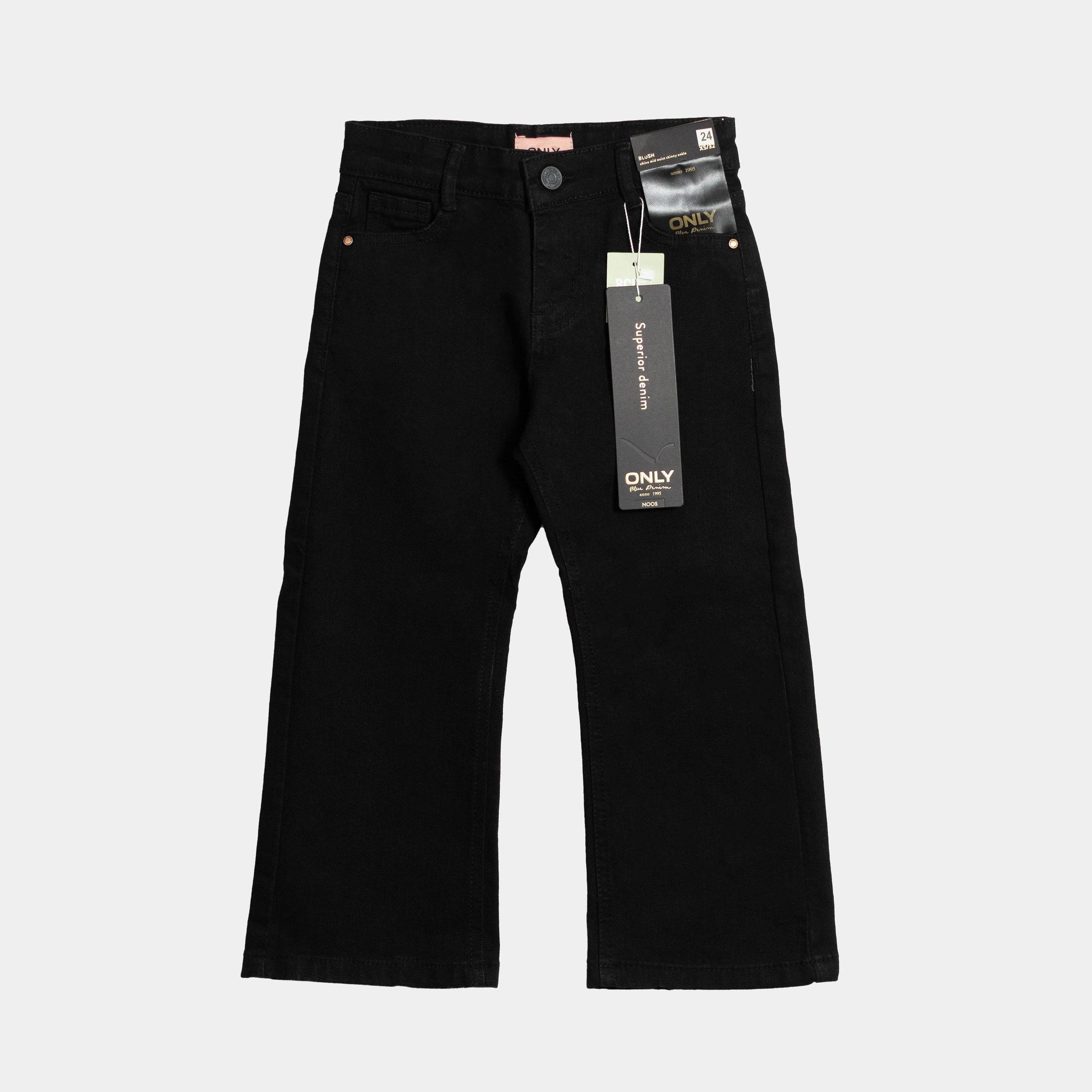 Girls Loose Fit Jeans - Jet Black Color - KIDKO