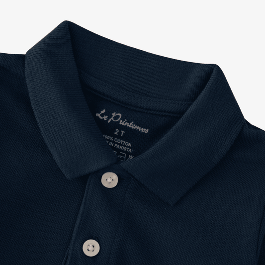Boys Navy Blue Polo Shirt - Leopard - KIDKO