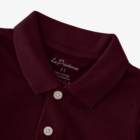 Boys Mehroon Polo Shirt - Leopard - KIDKO