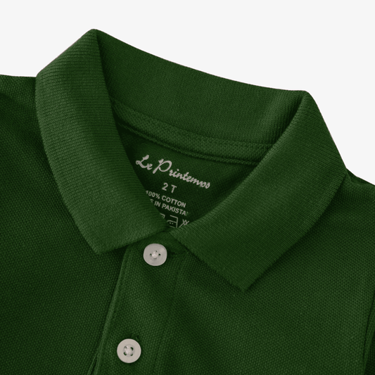 Boys Green Polo Shirt - Leopard - KIDKO