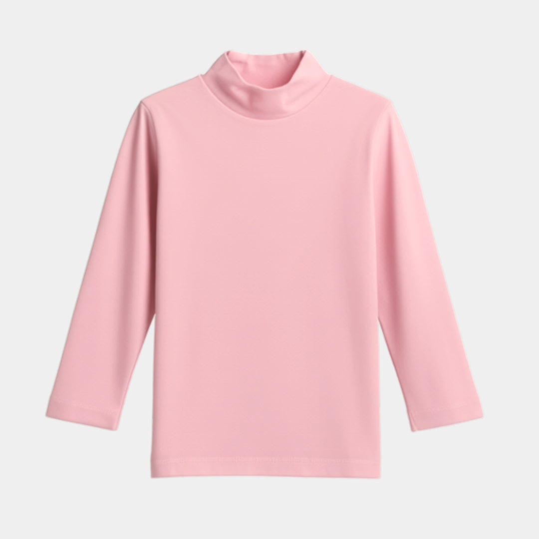 Girls Long Sleeve Mock Neck T-Shirt – Ligth Pink