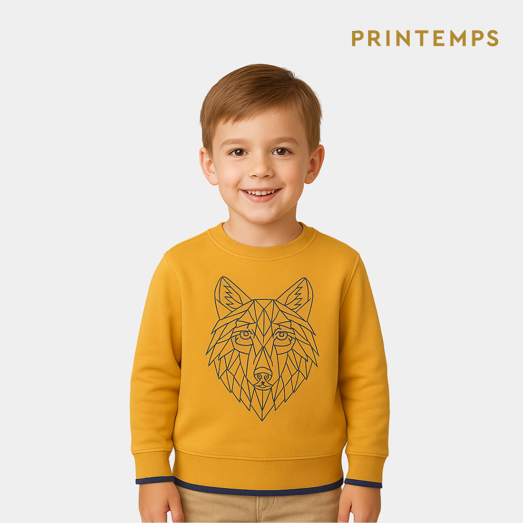 Boys Mustard Wolf Graphic Sweatshirt