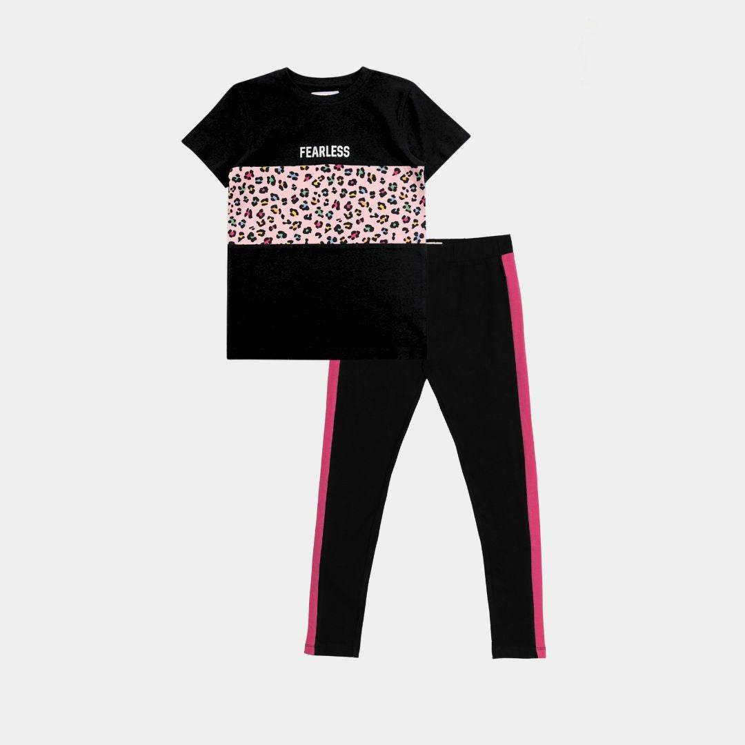 Girls Cotton Pajama Set – Fearless Leopard Print - KIDKO