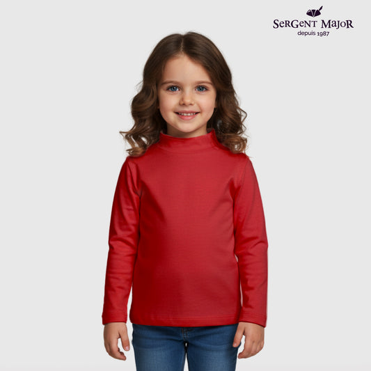 Girls Long Sleeve Mock Neck T-Shirt – Red