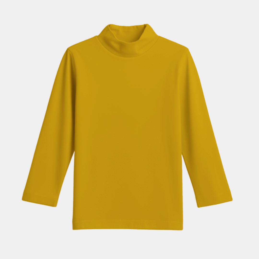 Girls Long Sleeve Mock Neck T-Shirt – Yellow