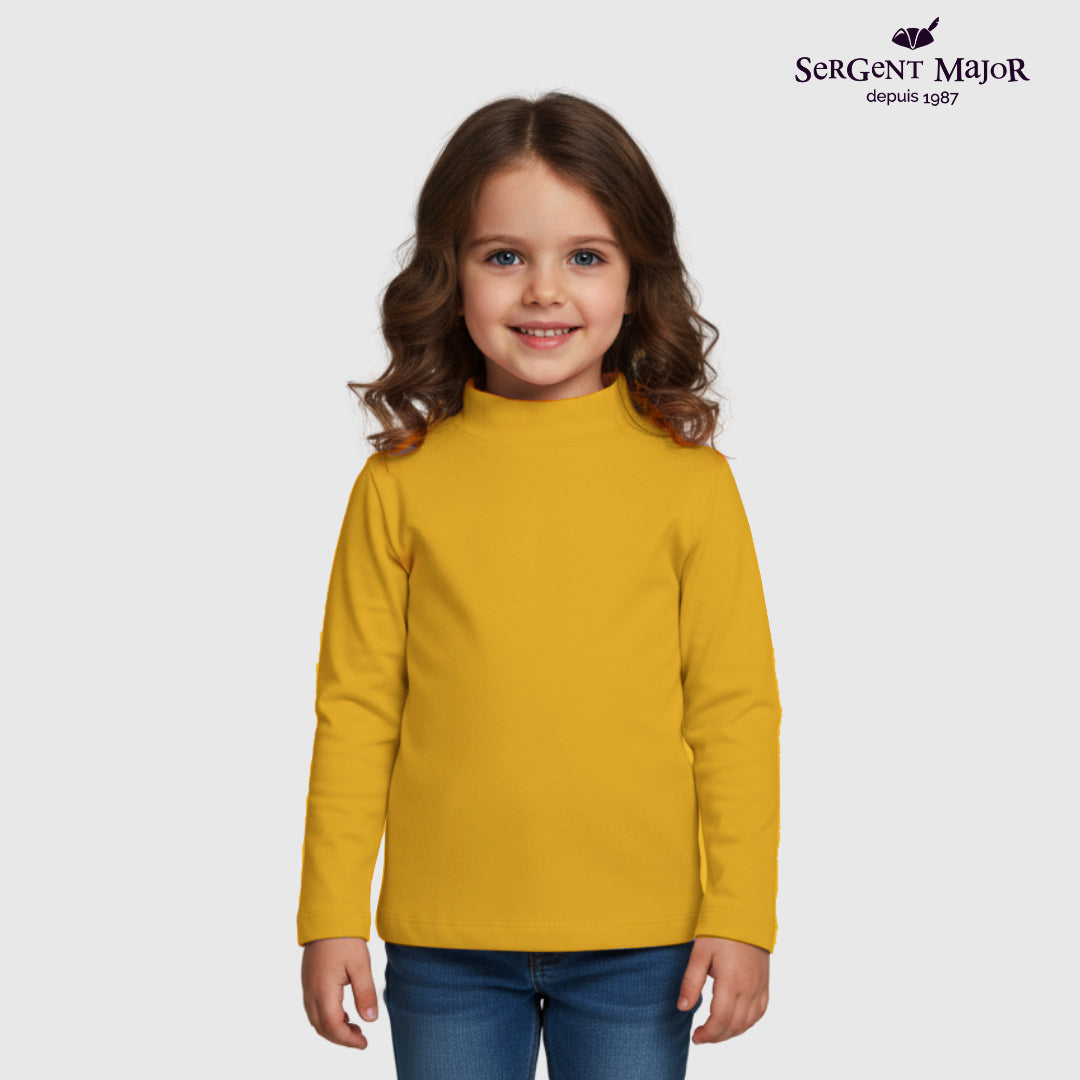 Girls Long Sleeve Mock Neck T-Shirt – Yellow