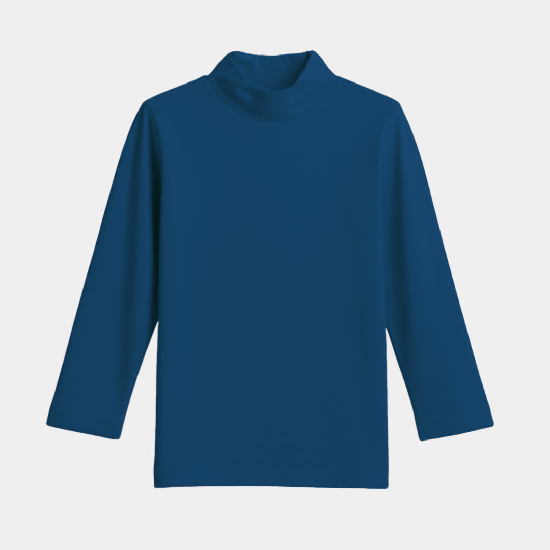Girls Long Sleeve Mock Neck T-Shirt – Blue