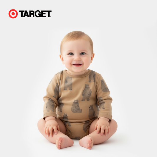 Baby Organic Cotton Bodysuit – Brown Bear Print
