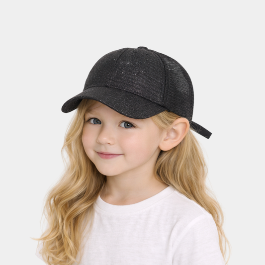 KIDKO Shimmery Black Baseball Cap for Kids
