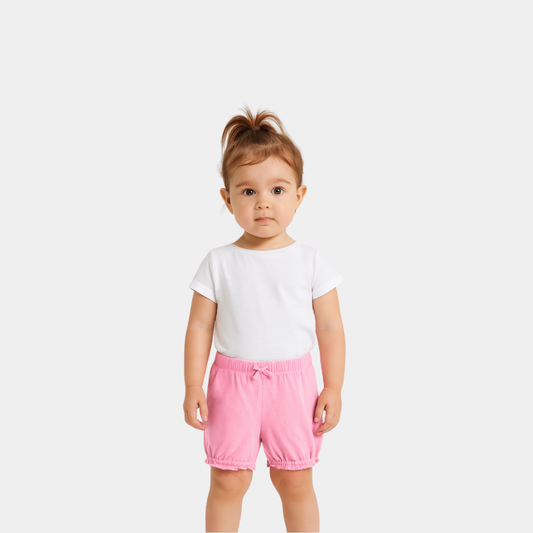 Baby Girls Cotton Shorts - Light Pink Color
