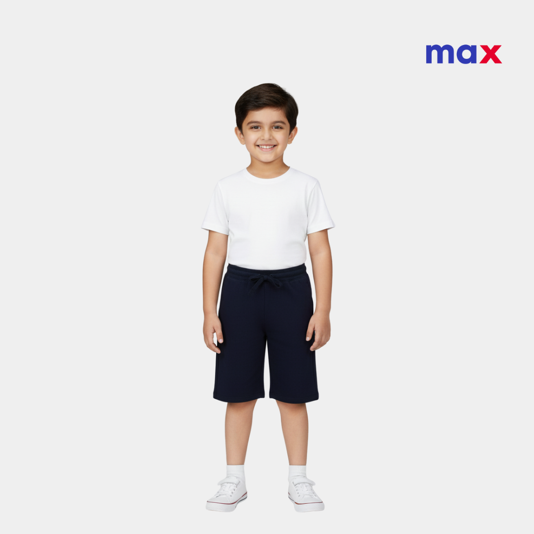 Boys Cotton Shorts - Navy Blue Color
