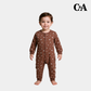 Baby Unisex Sleepsuit – Dark Maroon Printed Design