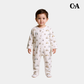Baby Unisex Sleepsuit – White with Tractor Print
